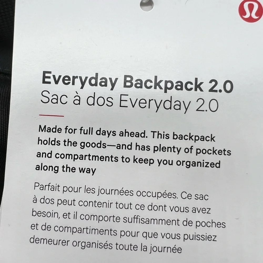 Lululemon Athletica Black Everyday 2.0 Backpack Arizona Bowl NWT